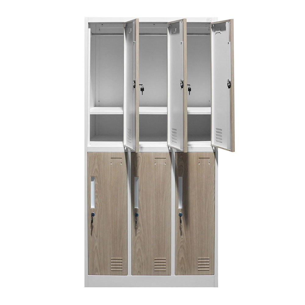 Метален гардероб 6 отделения RFG 900/450/1850 кехлибарен дъб-бяло